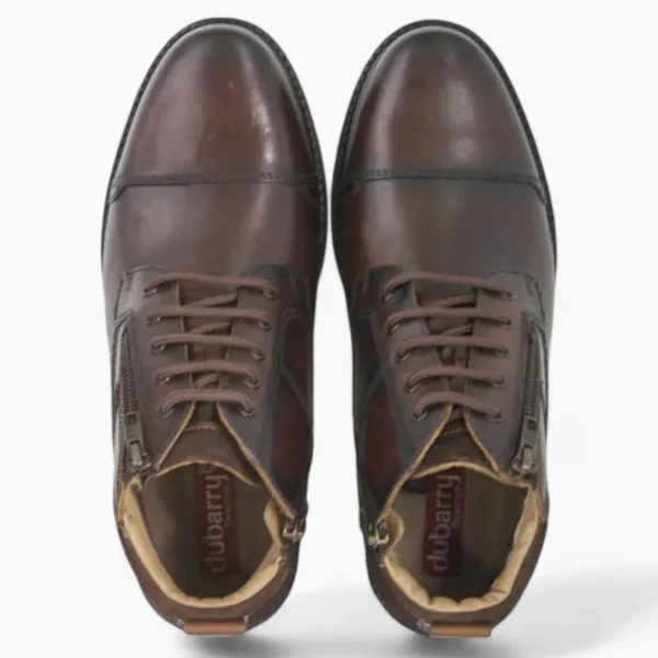 Dubarry Swatch Men's Brown Leather Lace-Up Boots – High-Quality Materials & Side Zip