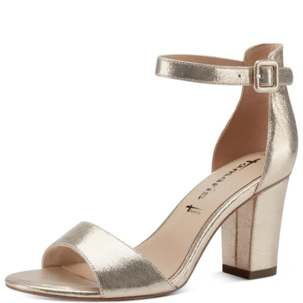 Elegant Gold Block-Heeled Sandals by Tamaris