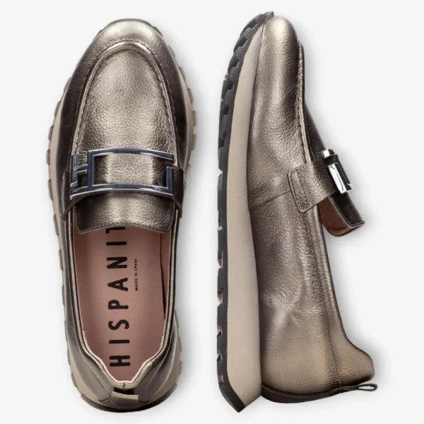 Hispanitas Sport Moccasin Loira Grey with Silver Buckle and TRIFLOW