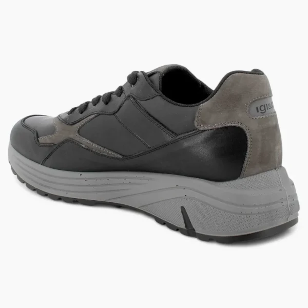 IGI & Co Men's Black Leather Runner Shoes – Memory Foam & Shock-Absorbing Sole