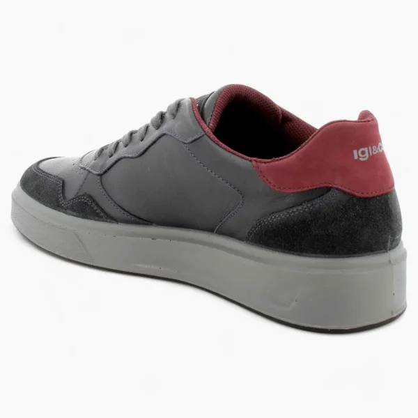 IGI & Co Men's Navy Leather & Suede Runner Shoes – Memory Foam Comfort with Wine Heel Accent