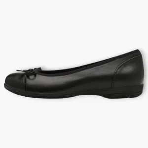 Jana Black Ballerina-Style Pumps with Bow Detail