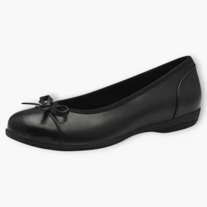Jana Black Ballerina-Style Pumps with Bow Detail