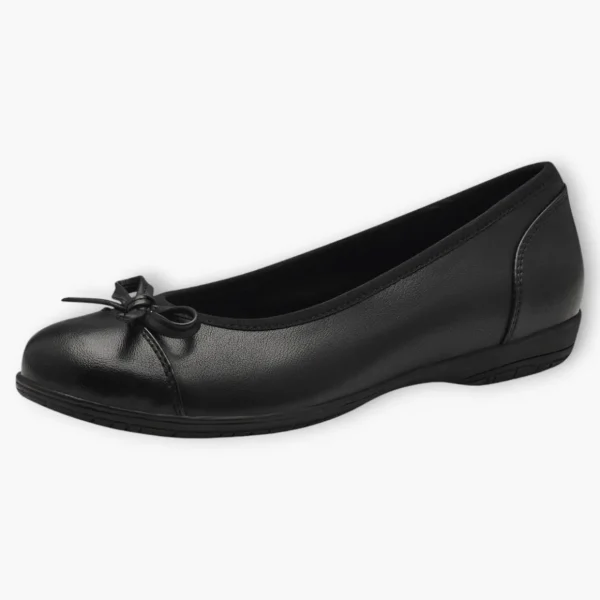 Jana Black Ballerina-Style Pumps with Bow Detail