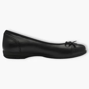 Jana Black Ballerina-Style Pumps with Bow Detail