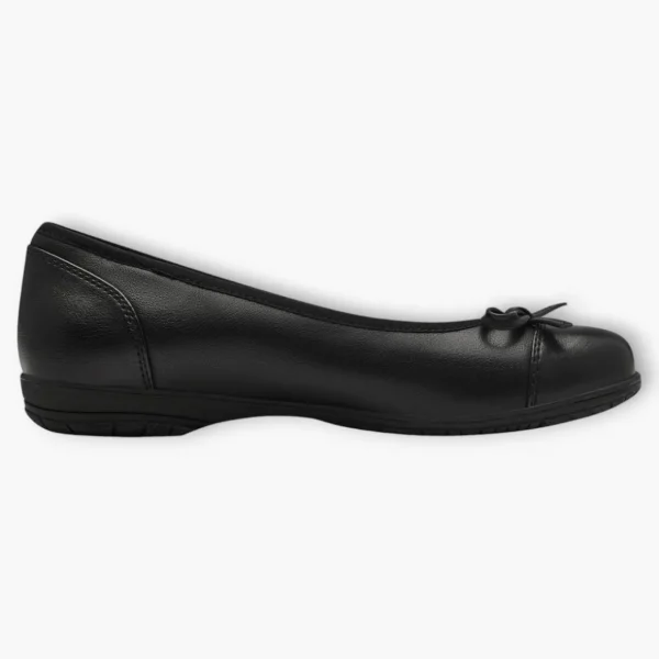 Jana Black Ballerina-Style Pumps with Bow Detail
