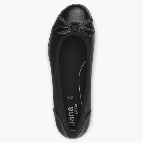 Jana Black Ballerina-Style Pumps with Bow Detail
