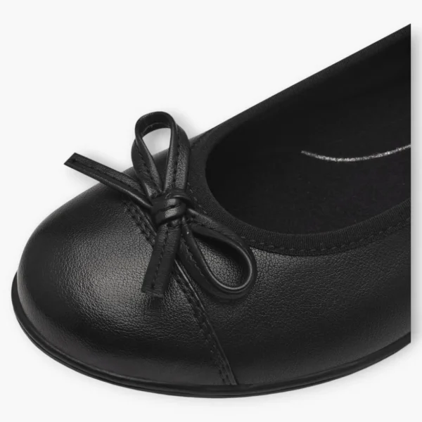 Jana Black Ballerina-Style Pumps with Bow Detail
