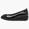 Jana Black Patent Bow Detail Wide Fit Ballerina Shoes