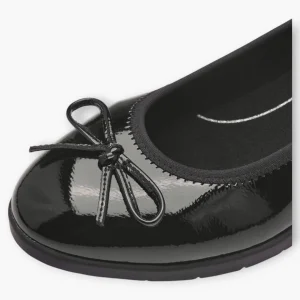 Jana Black Patent Bow Detail Wide Fit Ballerina Shoes