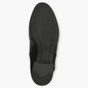 Jana Black Vegan Ankle Boots with Block Heel and Silver Buckle Detail