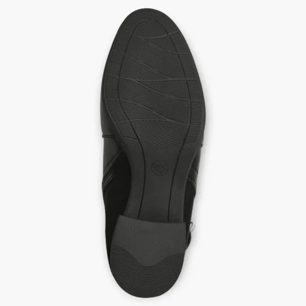 Jana Black Vegan Ankle Boots with Block Heel and Silver Buckle Detail