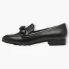 Jana Black Wide Fit Vegan Slip-On Loafers with Chain Detail