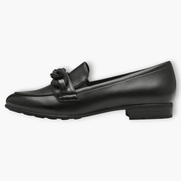 Jana Black Wide Fit Vegan Slip-On Loafers with Chain Detail
