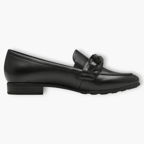Jana Black Wide Fit Vegan Slip-On Loafers with Chain Detail