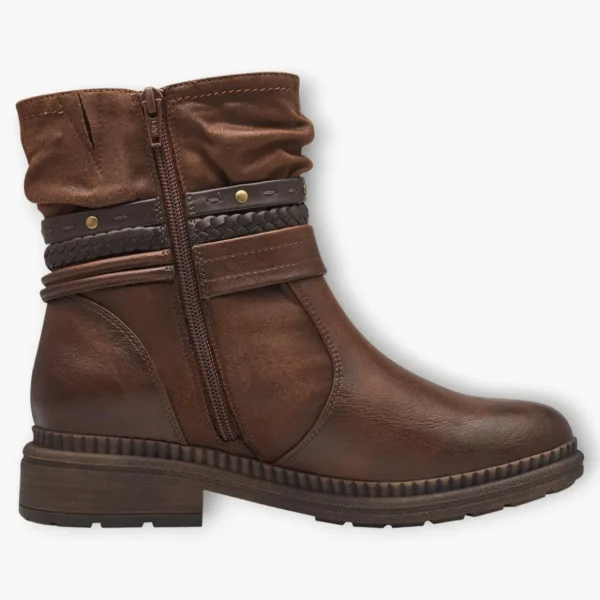Jana Brown Vegan Boots with Chunky Sole and Chain Detail
