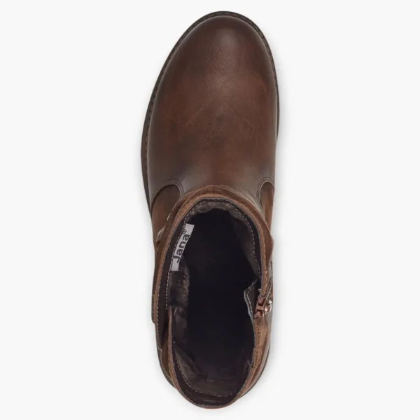 Jana Brown Vegan Boots with Chunky Sole and Chain Detail