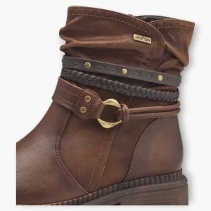Jana Brown Vegan Boots with Chunky Sole and Chain Detail