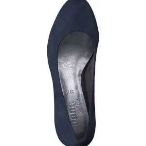 Jana Navy Wide-Fit Block Heel Shoe: Stability and Comfort