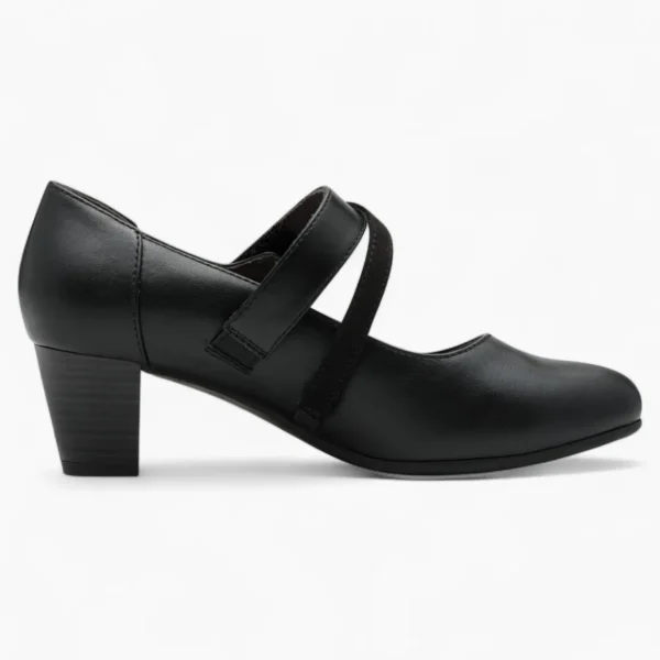 Jana Softline Black Low Block Heel – Wide Fit with Cushioned Insole