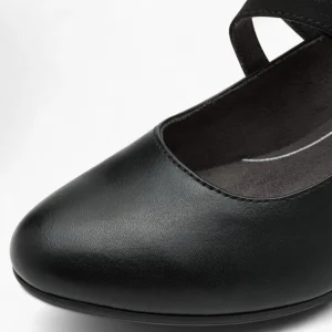Jana Softline Black Low Block Heel – Wide Fit with Cushioned Insole