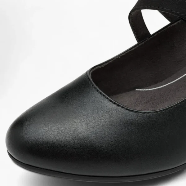 Jana Softline Black Low Block Heel – Wide Fit with Cushioned Insole