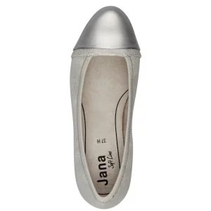 Jana Wide Fitting Silver Court Shoe with Bright Silver Detail
