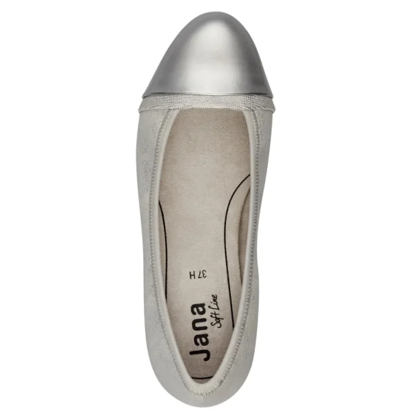 Jana Wide Fitting Silver Court Shoe with Bright Silver Detail