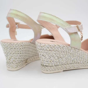 Jose Saenz Beige & Gold Espadrille Wedge – Elegant & Multicolour Shine