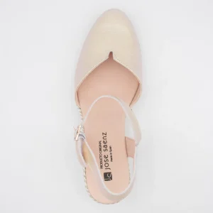 Jose Saenz Beige & Gold Espadrille Wedge – Elegant & Multicolour Shine