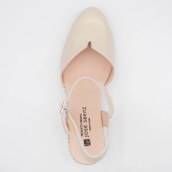 Jose Saenz Beige & Gold Espadrille Wedge – Elegant & Multicolour Shine