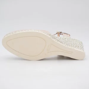 Jose Saenz Beige & Gold Espadrille Wedge – Elegant & Multicolour Shine
