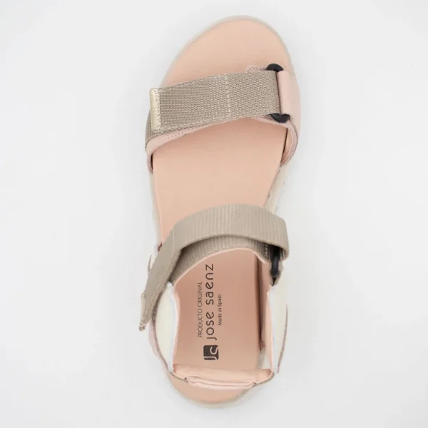 Jose Saenz Beige & Pink Velcro Sandal – Chic & Comfortable Wedge