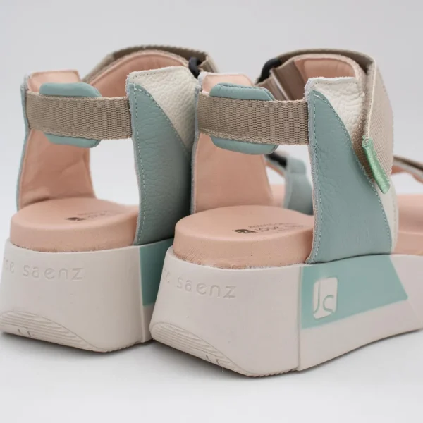 Jose Saenz Beige & Turquoise Velcro Sandal – Stylish & Trendy