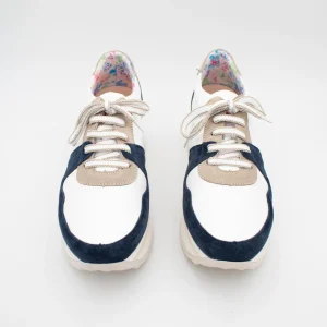 Jose Saenz Navy & Beige Runner – Suede & Textured Leather
