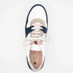 Jose Saenz Navy & Beige Runner – Suede & Textured Leather