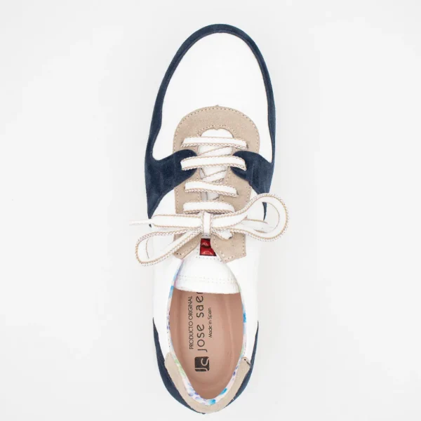 Jose Saenz Navy & Beige Runner – Suede & Textured Leather