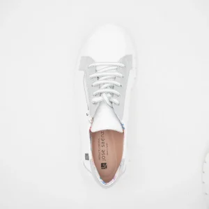 Jose Saenz Women’s Classic Runner – All-White with Silver Touch