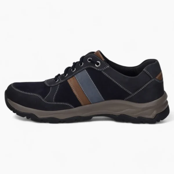 JOSEF SEIBEL Leroy 56 Men's Wide-Fit Waterproof Hiking Shoes – Navy Leather & Suede with Removable Insole