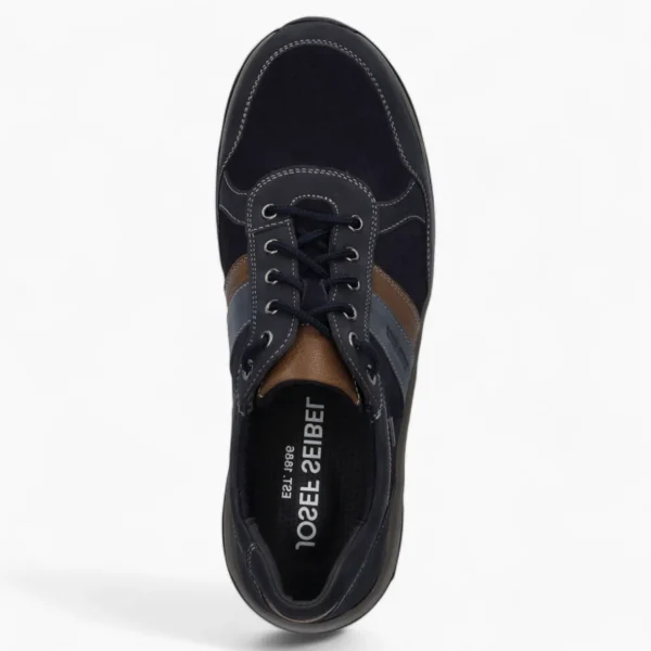 JOSEF SEIBEL Leroy 56 Men's Wide-Fit Waterproof Hiking Shoes – Navy Leather & Suede with Removable Insole