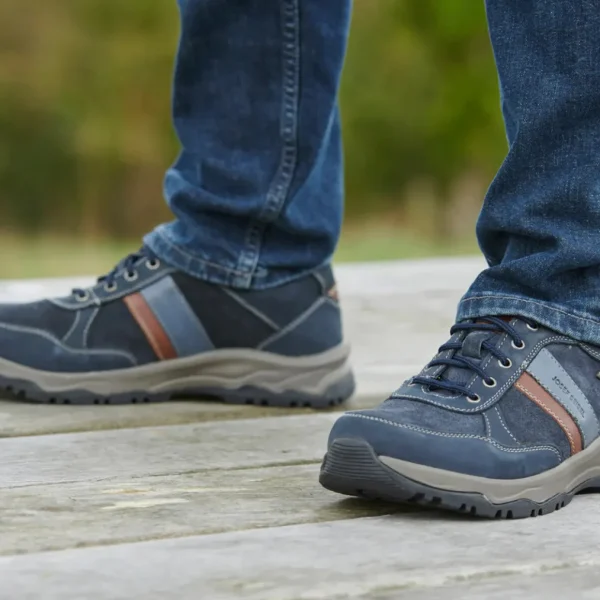 JOSEF SEIBEL Leroy 56 Men's Wide-Fit Waterproof Hiking Shoes – Navy Leather & Suede with Removable Insole