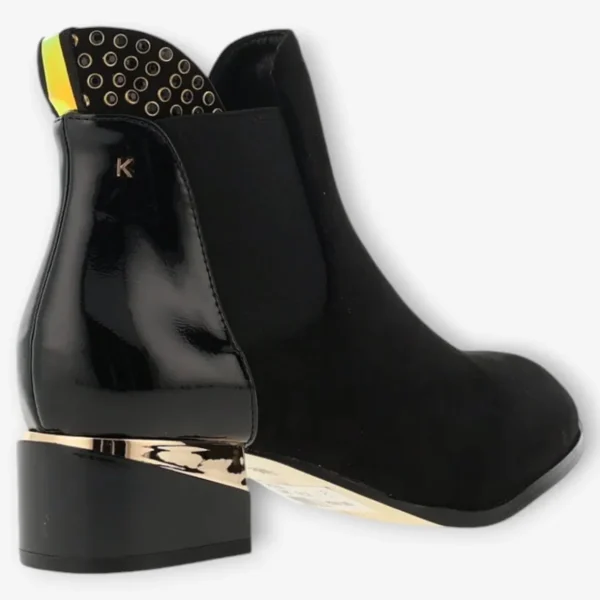 Kate Appleby Alice Black Ankle Boots with Gold Detailing and Block Heel