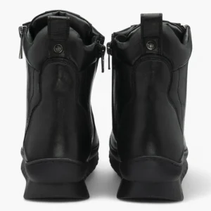 Lotus Corsica Black Leather Ankle Boots for Women