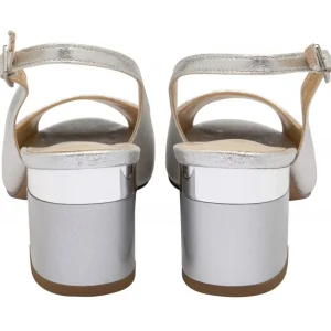 Lotus Silver Slingback Block Heel – Reflective & Elegant