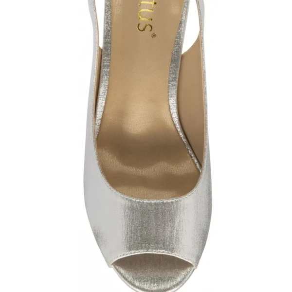 Lotus Silver Slingback Block Heel – Reflective & Elegant