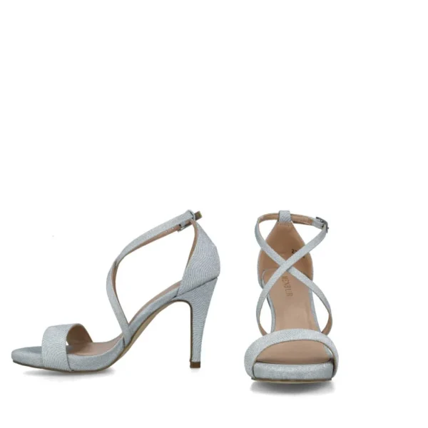 Lustrous Silver Strappy Evening Sandals