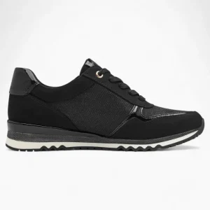 Marco Tozzi All-Black Runner – Dressy with Gold Zipper