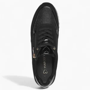 Marco Tozzi All-Black Runner – Dressy with Gold Zipper