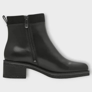 Marco Tozzi Black Ankle Boots with Block Heel and Side Zip