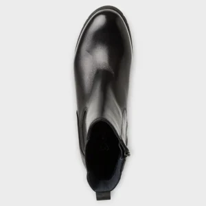 Marco Tozzi Black Ankle Boots with Wedge Sole and Elasticated Panel